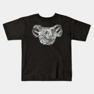 Floral Koala Black Background Kids T-Shirt